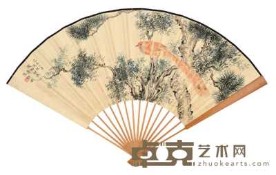 陆静敏 许姬传 己丑（1949年）作 古木珍禽 寿同金石 50×17.8cm